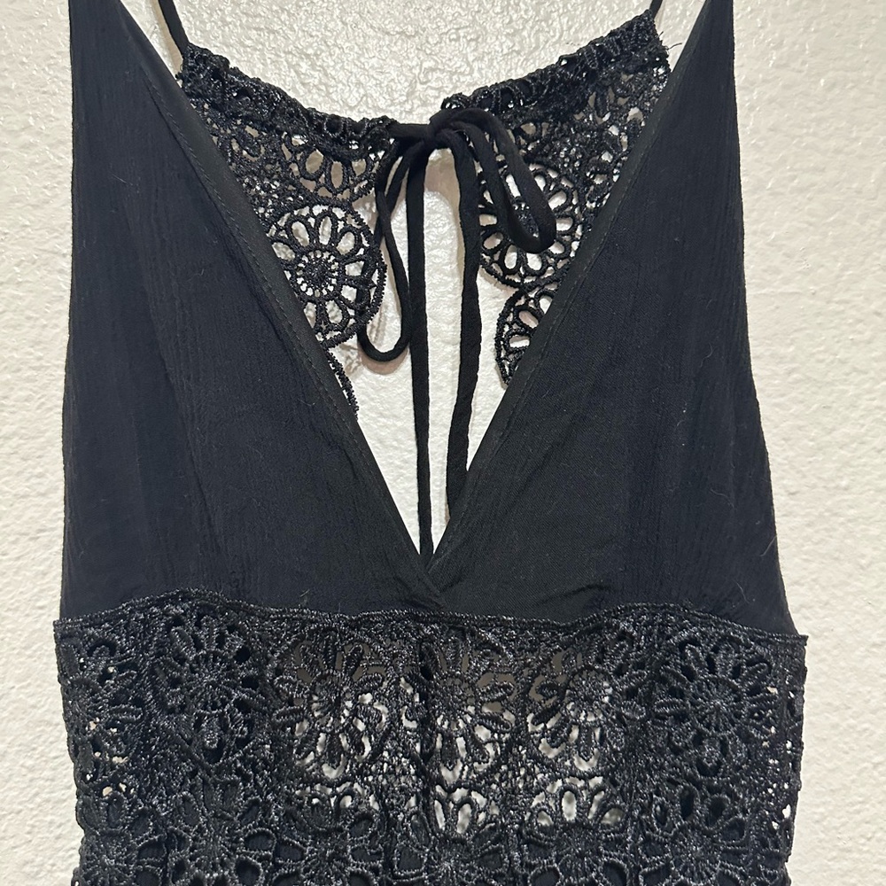 Black Lace Trim Jumpsuit - Picture 2 of 3